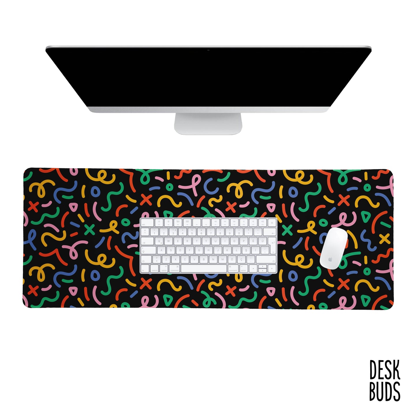 Bright colour squiggles large desk mat 80cm x 30cm