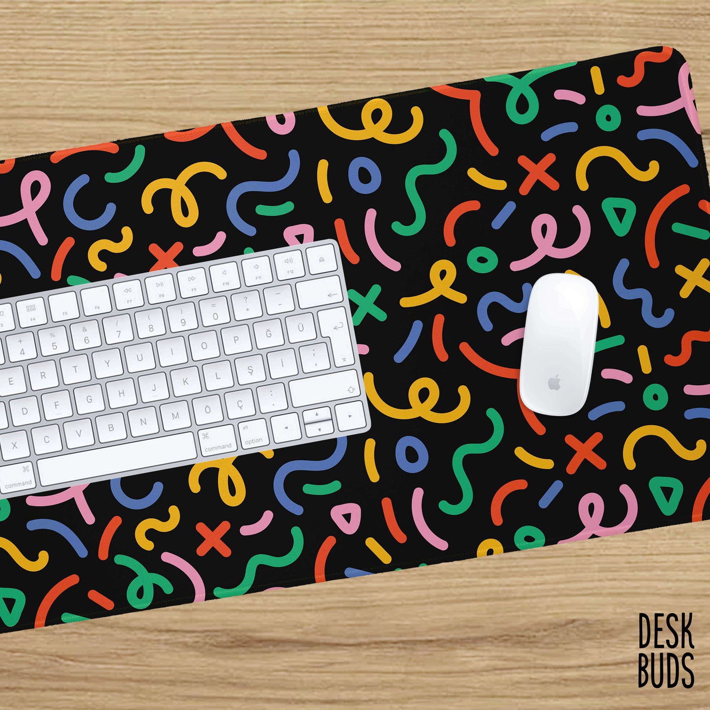 Bright colour squiggles large desk mat 80cm x 30cm