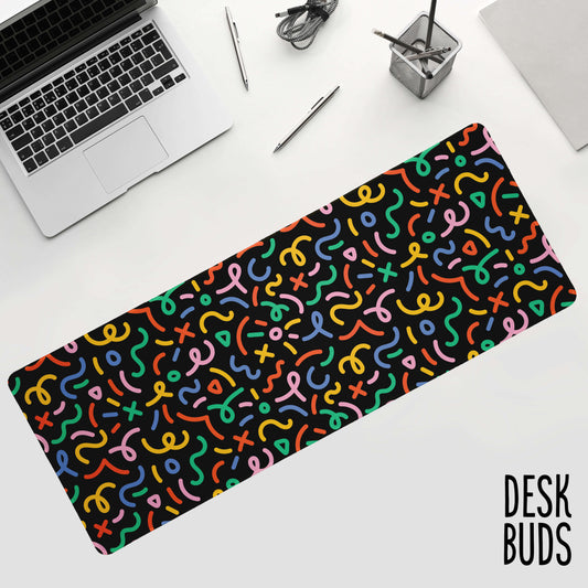 Bright colour squiggles large desk mat 80cm x 30cm