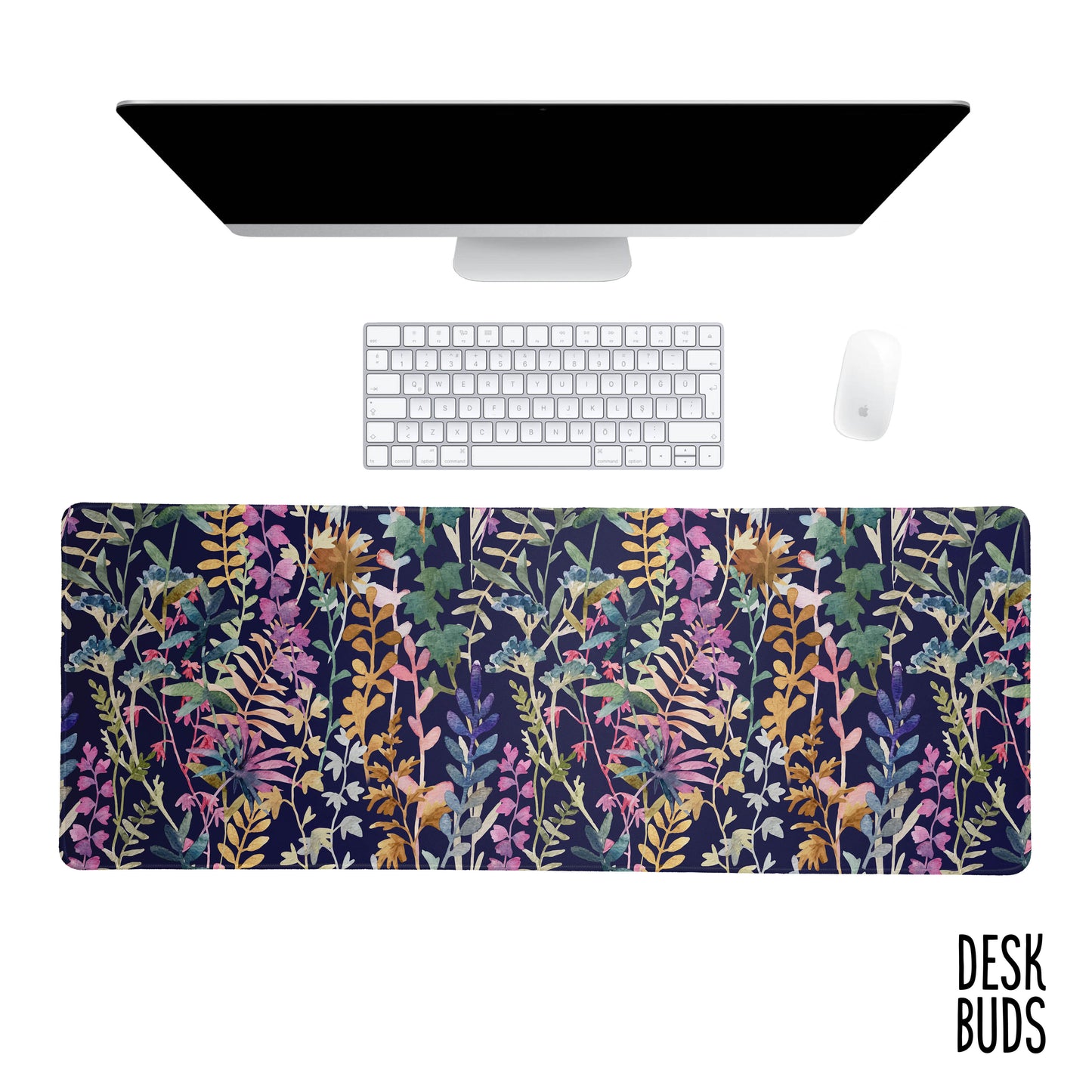 Large beautiful dark floral mouse pad - 80x30cm