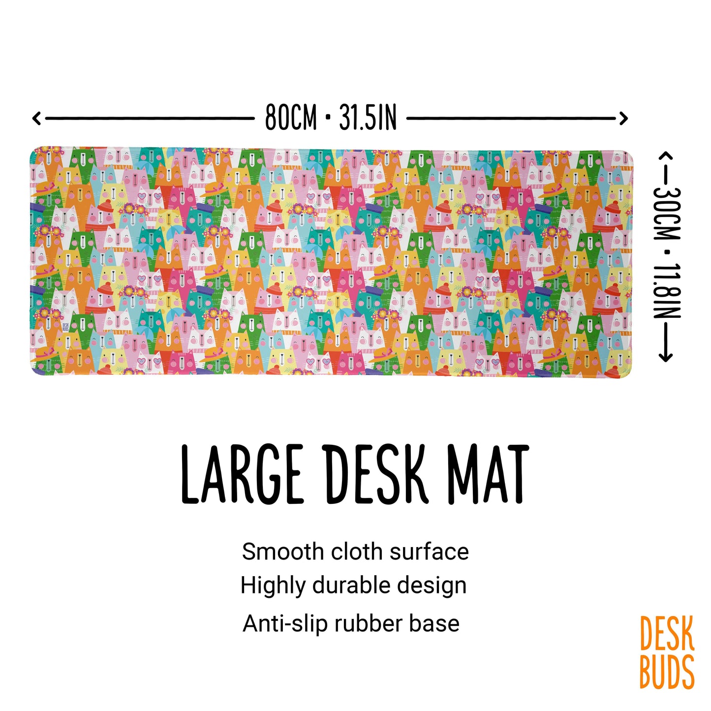 Lots of cute cats large gamer desk mat