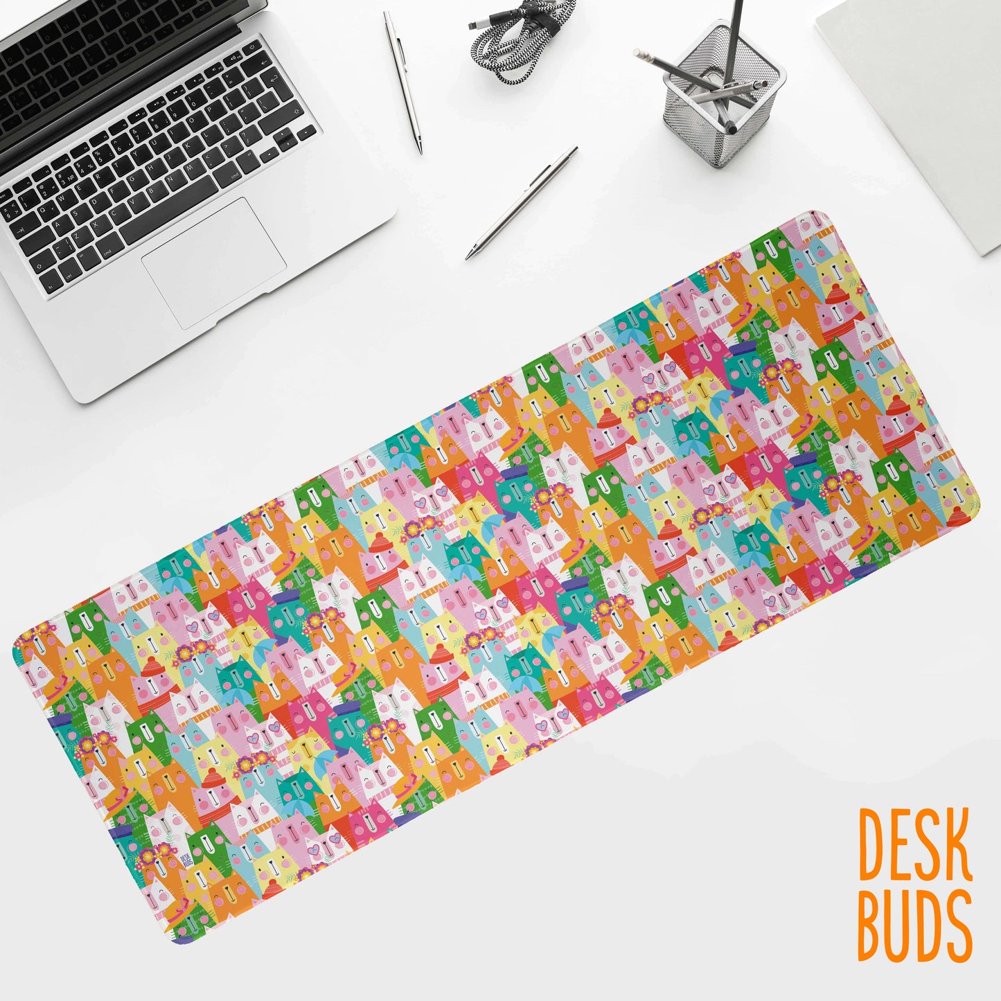 Lots of cute cats large gamer desk mat