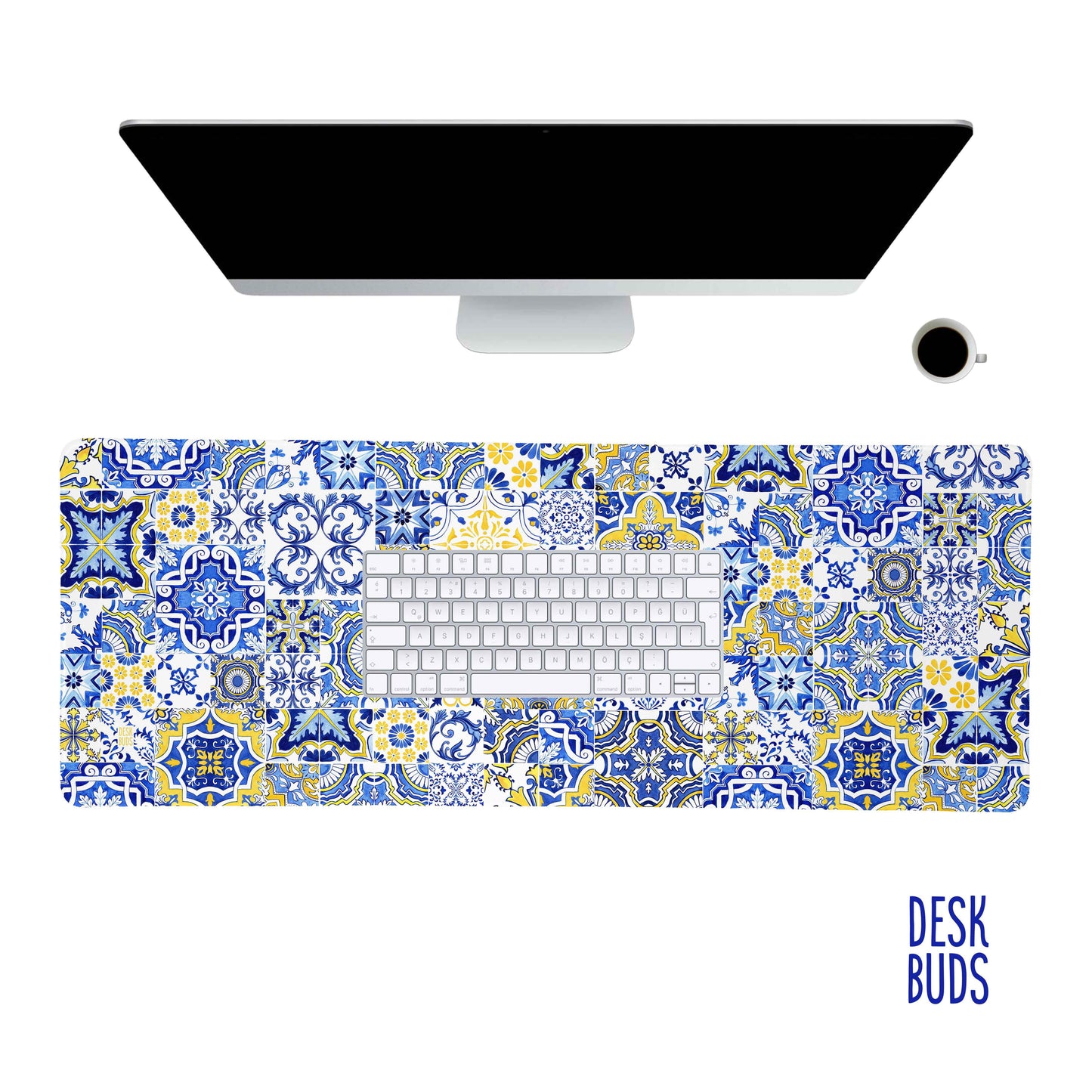 La Dolce Vita inspired tile design extra large desk mat