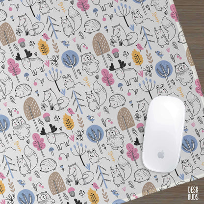 Woodland animals extra large Desk Mat